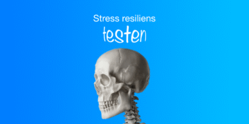 Stress resiliens-test skelet på blå baggrund som i død af stress v2.1