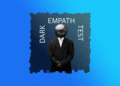 Dark empath test mand i jakkesæt med en sort kugle som ansigt som metafor V3.3