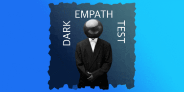Dark empath test mand i jakkesæt med en sort kugle som ansigt som metafor V3.3