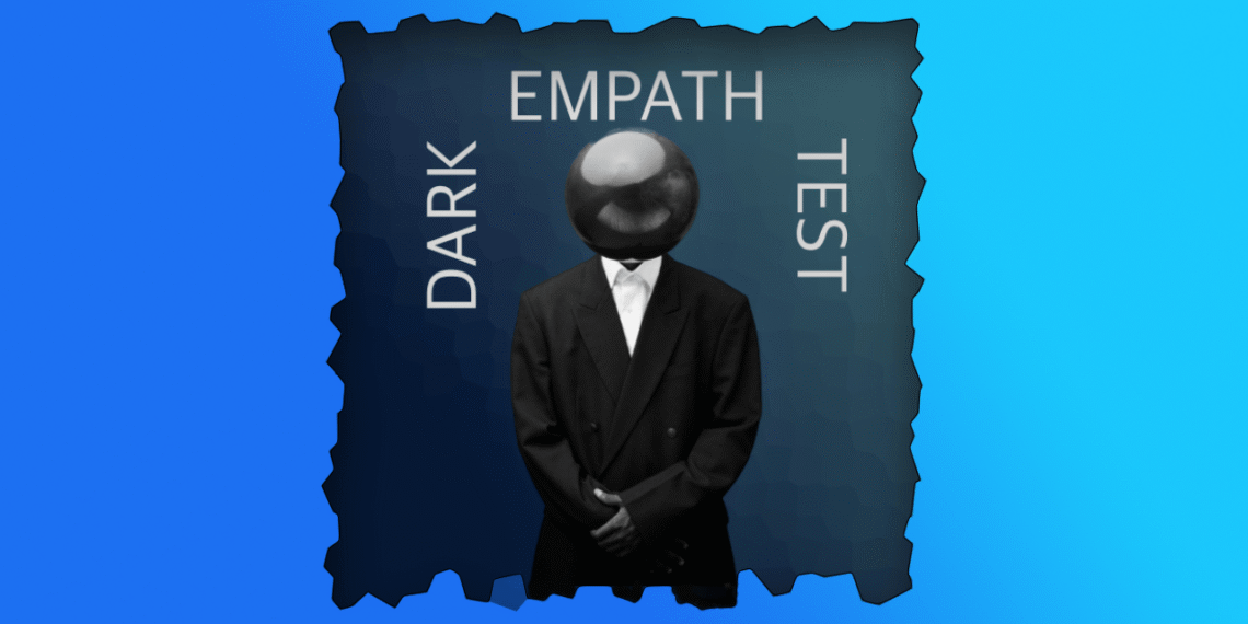 Dark empath test mand i jakkesæt med en sort kugle som ansigt som metafor V3.4