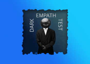 Dark empath test mand i jakkesæt med en sort kugle som ansigt som metafor V3.4