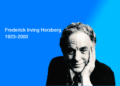 Frederick Herzberg (Frederick Irving Herzberg) på blå baggrund