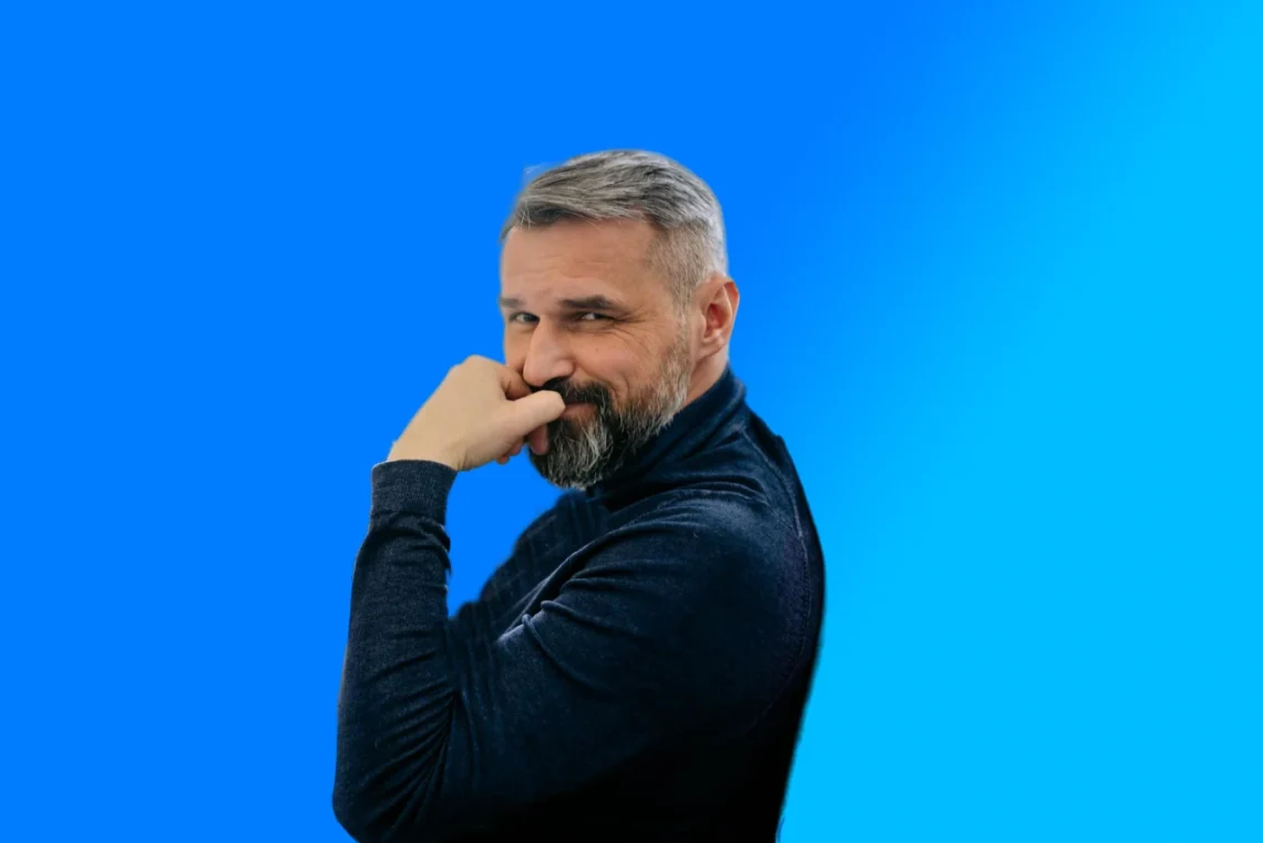 Ledertrivsel vist som mandlig leder på blå baggrund V2.1
