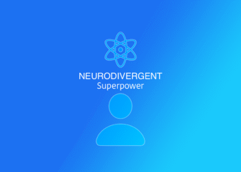 Neurodivergent superpower illustration af menneske plus atom v2.1