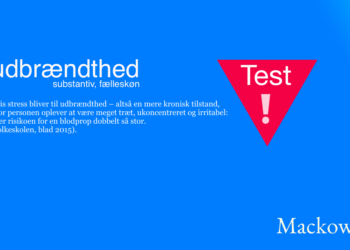 Udbrændthed test infografik på dansk med citat fra Folkeskolen (blad)