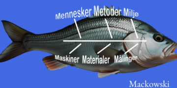 Ishikawa-diagrammet infografik med levende fisk